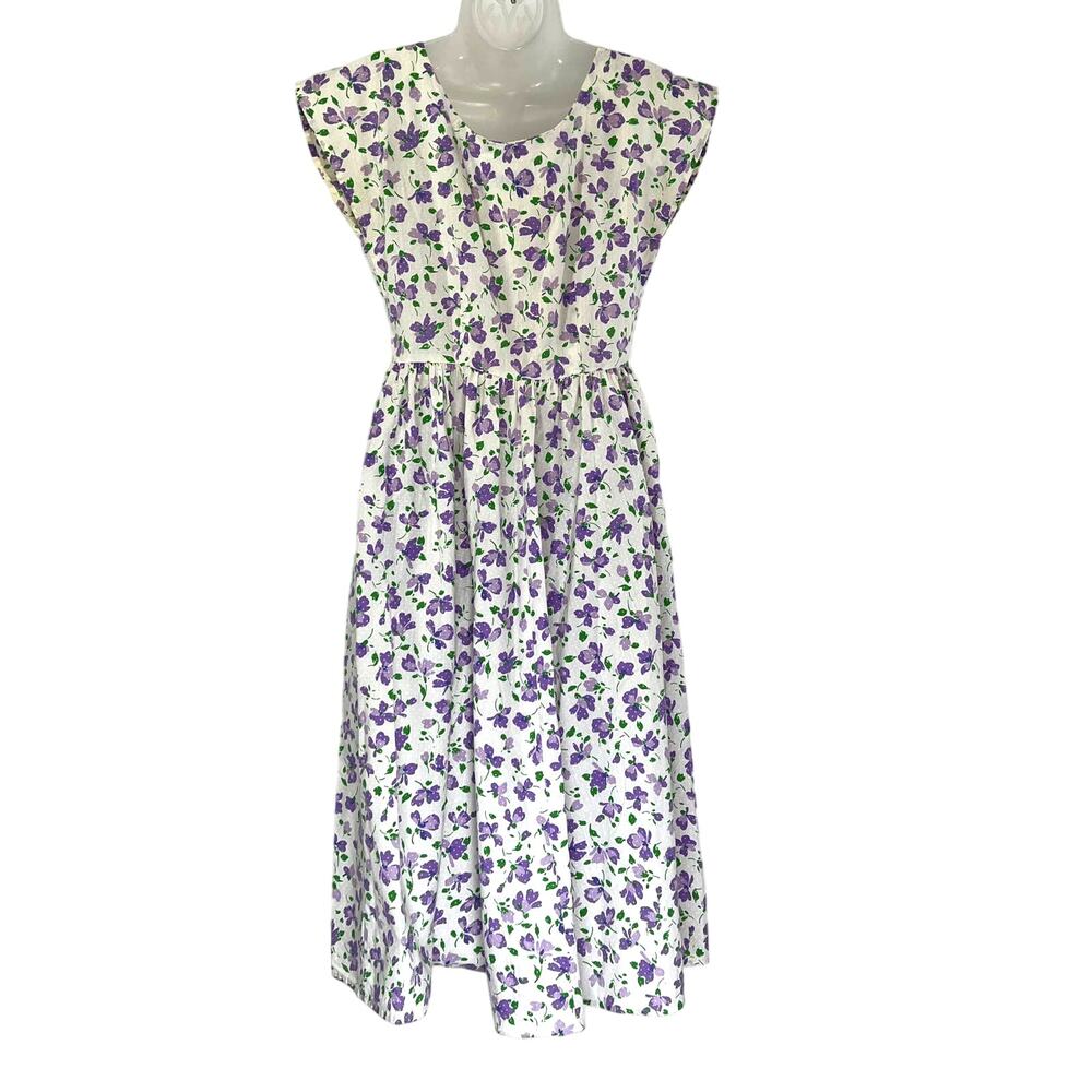Vintage 80s Floral Mini Dress Bedford Fair Women's Small - Picture 9 of 9